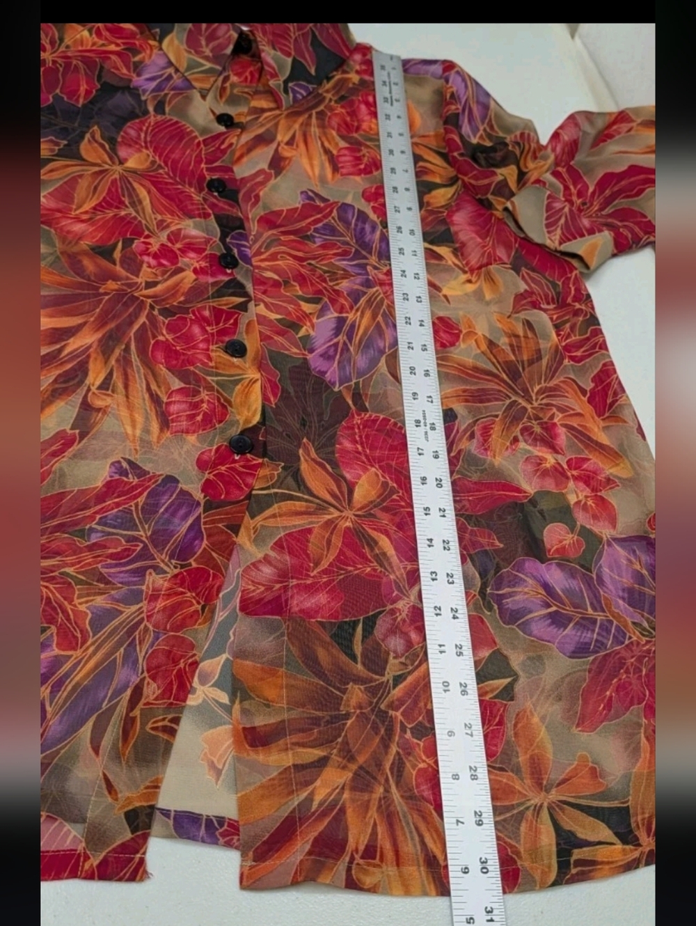Avenue Sheer Floral Button Down Shirt 14/16 XL Whimsical Romantic #32 - Picture 6 of 7
